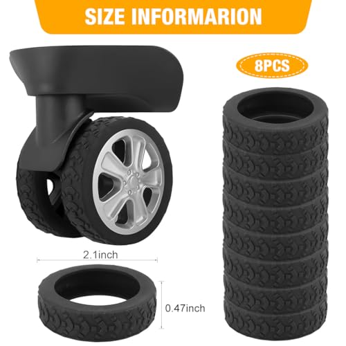 Image of PALAY 8 Pcs Luggage Wheel Silicone Protector Cover, Silent Wheel Cover