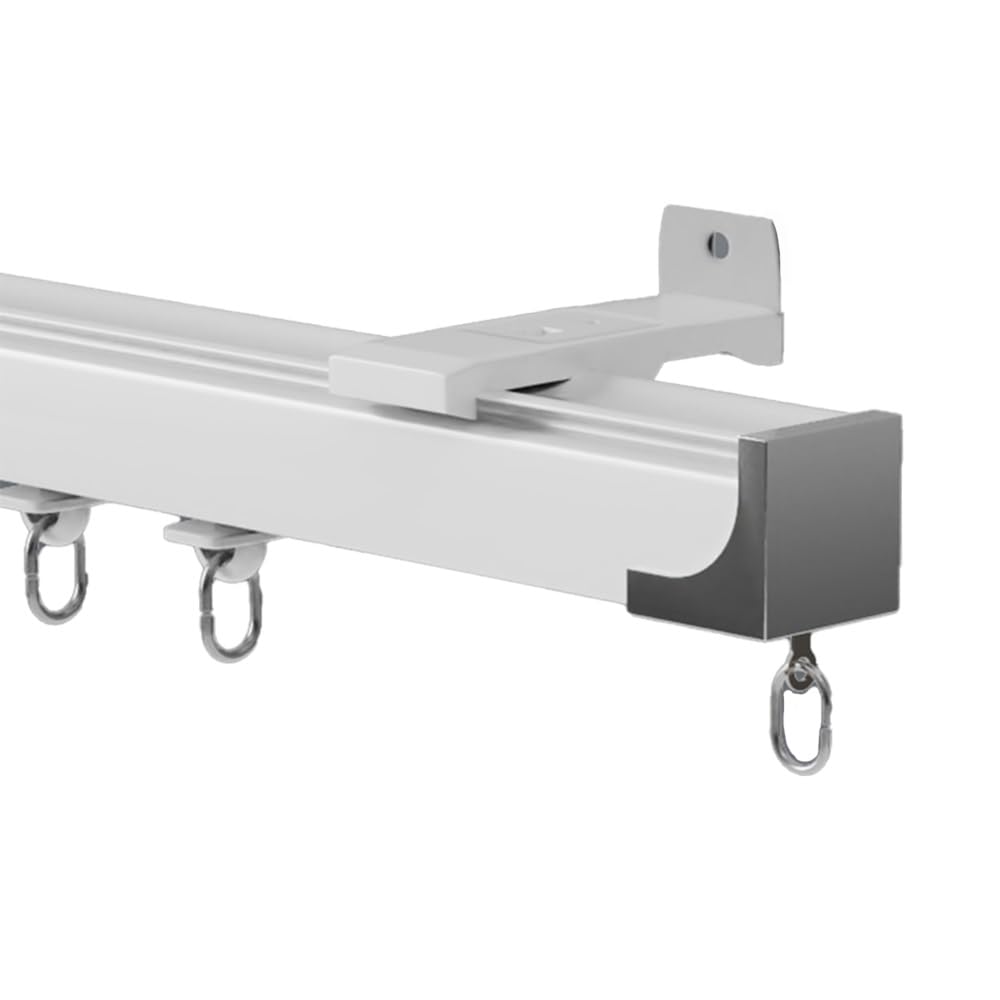 System szyn do zasłon sufitowych 50-406 cm aluminiowe karnisze do montażu na suficie/ścianie cichy rolkowy biały karnisz regulowany 310 cm długości
