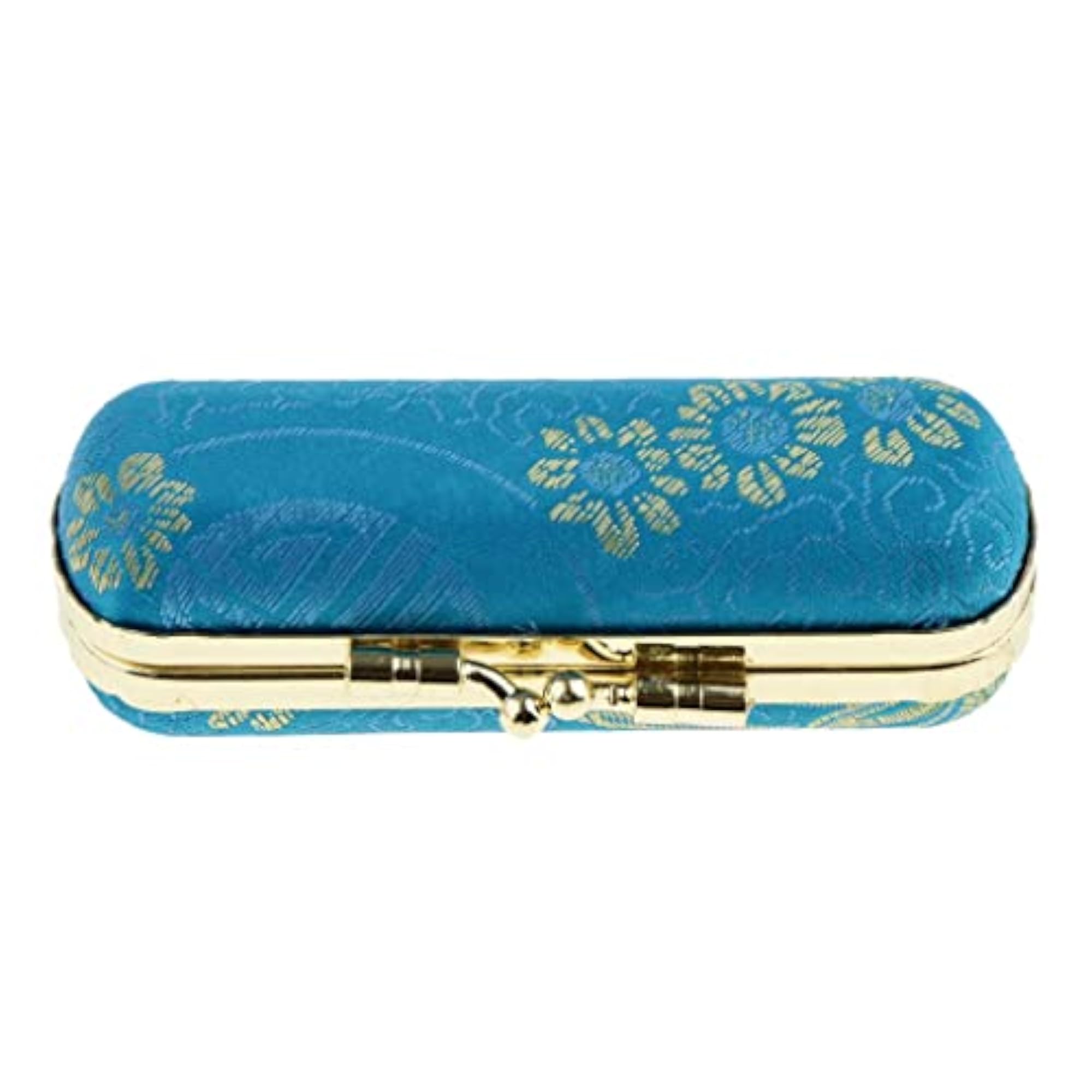 Brocade Lipstick Lip Gloss Case Storage Box with Mirror