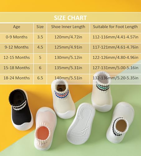 Image of Baby Sock Shoes Toddler Walking Slippers with Soft Rubber Sole