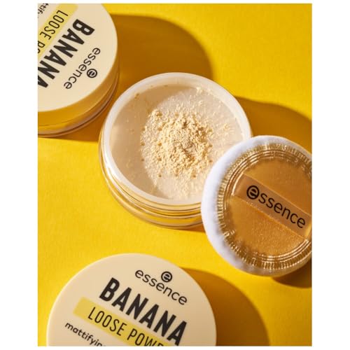 essence BANANA LOOSE POWDER Jaune matifiant, fixant, correcteur de couleur, translucide, mat, végétalien, sans huile, sans parfum, sans alcool, 2 paquet (6 g)