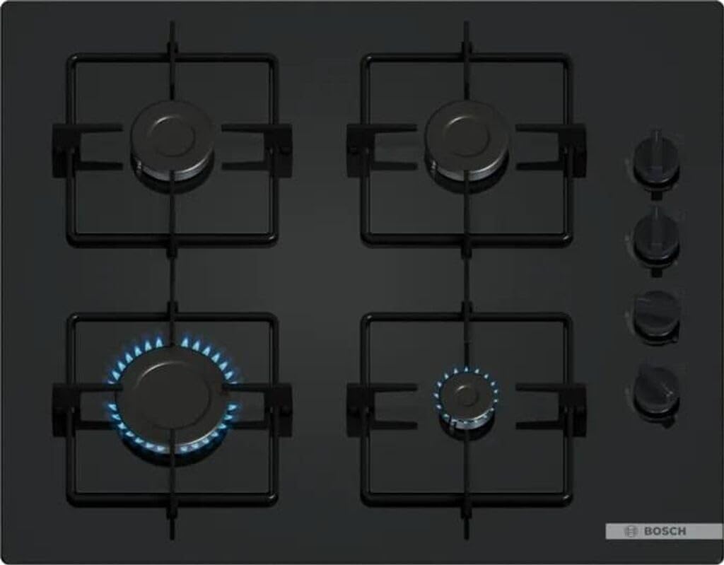 Table de cuisson a gaz - BOSCH Série 2 - 4 foyers - 52 x 59 x 5,4 cm - POP6B6K30 - Noir