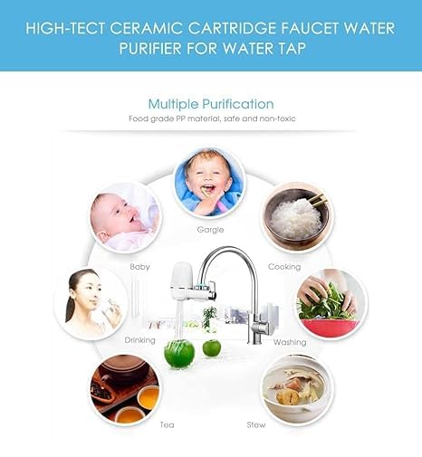 Ceramic tap water filter - Household water filter for kitchen faucet, washable water purifier, small ceramic