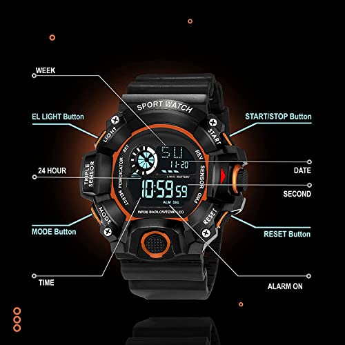 Image of Acnos Digital Sports Watch - Rugged Outdoor Multi-Function Countdown Timer & Alarm (WR30 Water-Resistant)
