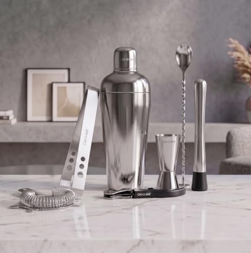 Image of Car-O-Bar Bar kit | Bar Set for Home - Bartender Kit : Cocktail Shaker, Jigger, Wine & Beer Bottle Opener, Cocktail Spoon, Muddler, Strainer & Ice Tong