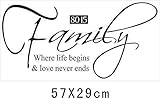 FashionBoutique FAMILY,where life begins & love never ends - Classic HOME Decal Quote,prettify your life! (BLACK, 1) Black, 11.8inches