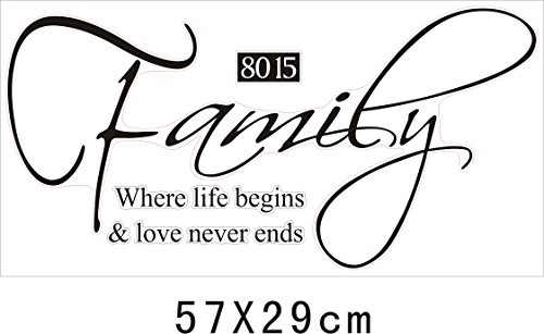 FashionBoutique FAMILY,where life begins & love never ends - Classic HOME Decal Quote,prettify your life! (BLACK, 1) Black, 11.8inches