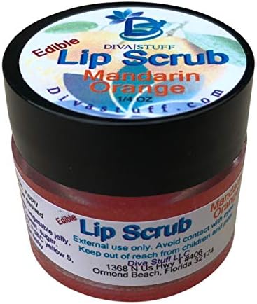 Diva Stuff Ultra Hydrating Lip Scrub for Soft Lips, Gentle Exfoliation, Moisturizer & Conditioner, Mandarine Orange – ¼ oz (Made in the USA)
