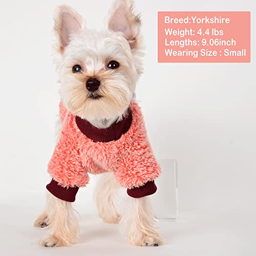 Yiikeyo Winter Dog Clothes For Small Dogs Boy Girl Yorkie Chihuahua Warm Flannel Sweater Cute Funny Pet Puppy Clothing Cat Doggie Coat Xs S M L (Medium, Pink) #TOP1