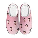 RoPox Pantuflas de Algodón Personalizadas, Zapatillas de Estar por Casa Personalizadas con Foto - Algodón Suave de Felpa para Invierno - Forma Casual, Regalos Divertidos para Hombres y Mujeres