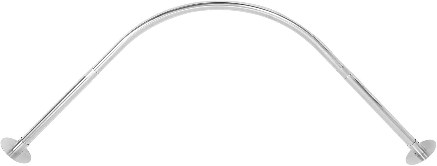 PRETYZOOM Curved Telescoping Shower Rod Extendable Tension Curtain Rod without Drilling for Bathtub and Shower Use Adjustable Length U-shaped Design