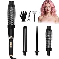 Ukliss 3 in 1 Curling Iron Set, Heated Round Brush for Straightening Curling Detangling, Ceramic Curling Wand for Versatile Styling, Dual Voltage Curling Iron Travel Friendly (Black)