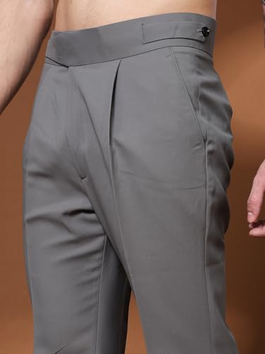 Image of Gurkha Pants for Men | Trouser for Men | Formal Pant | Classic Button | Bell Button High Waist Pleated Casual Trousers | Flared Leg Pants for Office Smart Casual Travel Party