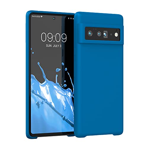 kwmobile Case for Google Pixel 6 Pro Case - Soft Cover - Shockproof Silicone - Wireless Charging Blue Reef