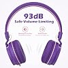 Auriculares para niños para escuela con micrófono, volumen limitado a 93dB, rosa y morado 8