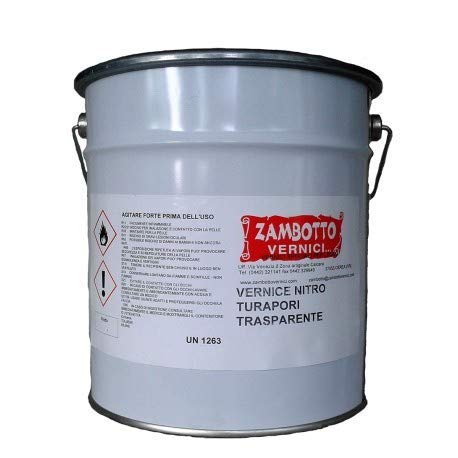 ZAMBOTTO VERNICI Vernice Nitro Turapori Trasparente Monocomponente Per Legno Da 1 A 10 Litri, 1L