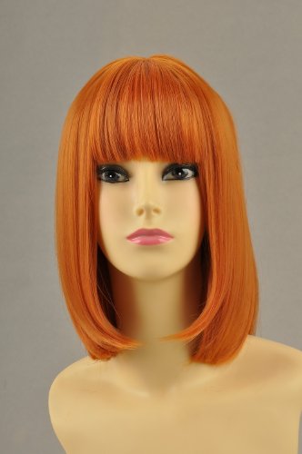 30Cm Flat Bangs Orange Cosplay Wig