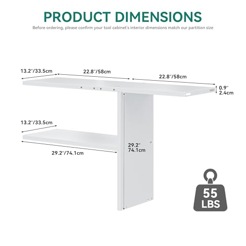 Image of YITAHOME 30cuft Horizontal Storage Shed Shelf, Weatherproof Metal Shelf for 30 cu ft Tool Cabinet, Ideal for Outdoor Use, Easy Assembly,45.6 inch L X 13.2 inch W X 29.2 inch H, White