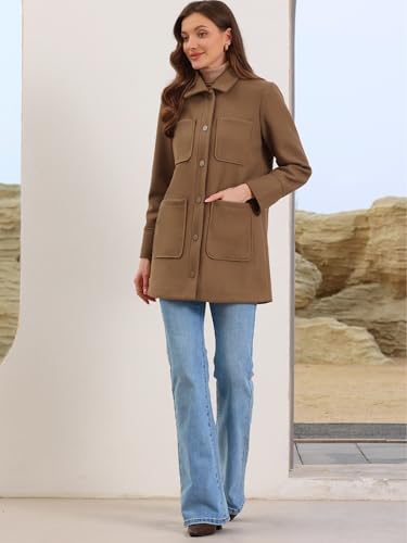 Allegra K Barn Jacket Winter Coat for Women's Casual Work Thick Trucker Jackets with Pockets4