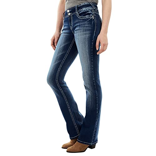 Jeans femme minceur en tissu délicat et design géométrique à boutons doubles