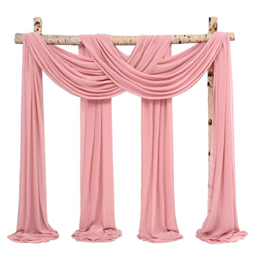 Wedding Arch Draping Fabric,4 Panels 28" x20ft Dusty Rose Wedding