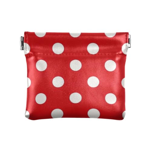 Cartoon Polka Dot Red Women's Small Leather Coin Purse Wallet Waterproof Card Holder for Women