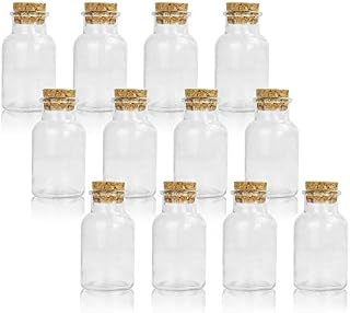 Spice Jars with Cork Stopper - Set of 12 | 150ml Glass Containers | Mini Herb & Spice Storage | Wedding Favours Table Decoration | Labels Included | M&W