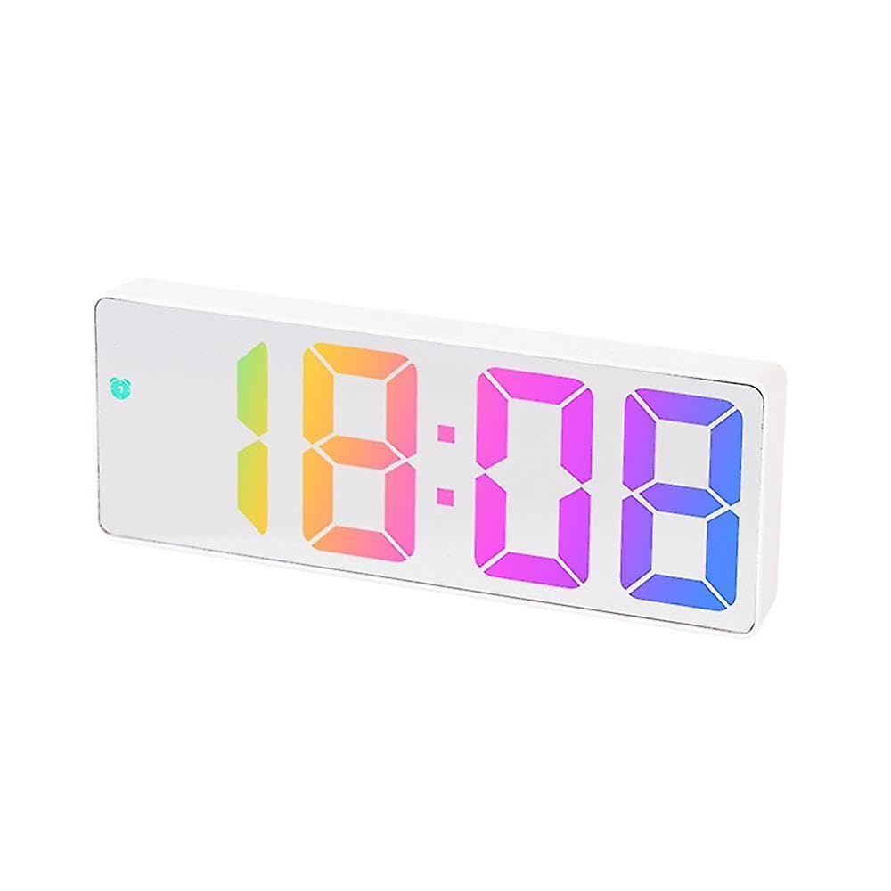 JOYHAPPST Digital Alarm Clock Colorful Led Screen Display Modern Desktop Clock Led Clocks (white Shell-mirror