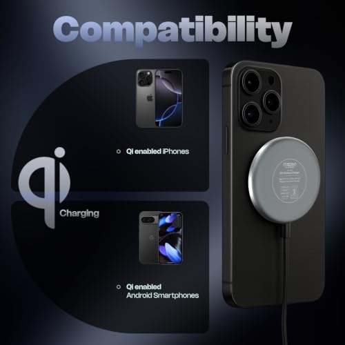 Image of MOZEN by Amkette Air 450 Qi2 Wireless Charger /Magsafe Charger | Qi2 Technology 15W Wireless Charging with MagSafe Compatibility| Includes Magnetic Ring for Non-MagSafe Phones