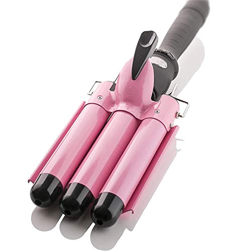 3 Barrel Curling Iron Wand Dual Voltage Hair Crimper with LCD Temp Display- 1 Inch Ceramic Tourmaline Triple Barrels, Temperature Adjustable Portable Hair Waver Heats Up Quickly