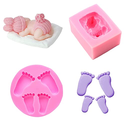 2 Pièces 3D Bébé Vêtements Moule, Moule à Fondant en pour Pieds de Bébé, Moules en Silicone Motifs Bébé, 3D Pieds de Bébé Fondant Moules, Moule Silicone 3D Pieds Bébé, pour Biscuits DIY Cake Candy