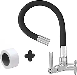 Torneira Gourmet Flexível de Cozinha Parede Preta 1/4 de Volta C51