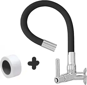 Torneira Gourmet Flexível de Cozinha Parede Preta 1/4 de Volta C51