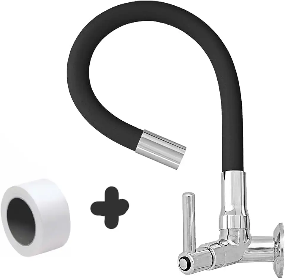 Torneira Gourmet Flexível de Cozinha Parede Preta 1/4 de Volta C51