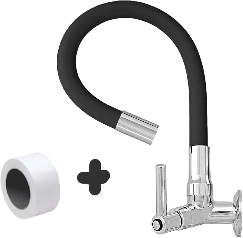 Torneira Gourmet Flexível de Cozinha Parede Preta 1/4 de Volta C51