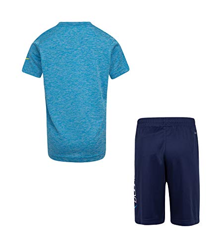 Image of Nike Boys Polyester Solid Little 2 Piece Swoosh T-Shirt Tee & Mesh Shorts Set