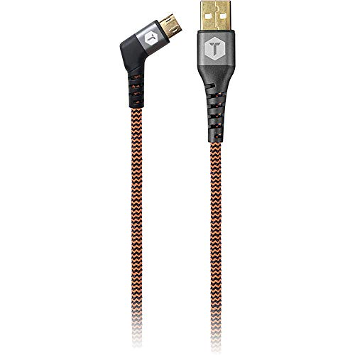 ToughTested USB-A to Angled Micro-USB Charge & Sync Cable-6' (Black/Orange)