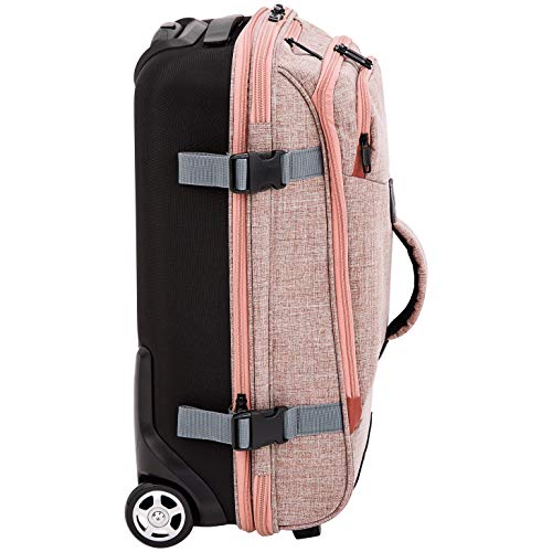 Amazon Basics Rolling Travel Duffel Bag Luggage with Wheels, Small, Salmon