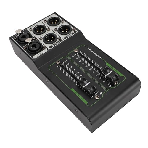Controlador de Volumen Pasivo, Caja de Control de Volumen para Estudio, Controlador Estéreo 1 entrada y 2 salidas sin pérdidas con Fader Extendido de 70 mm para Estudio y Sistema de Sonido Doméstico, Plug and Play miniatura 2