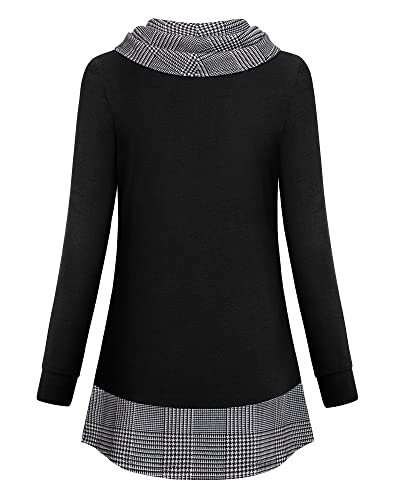 VALOLIA Womens Cowl Neck Long Sleeve Tunic Tops Button Casual Loose Shirts2
