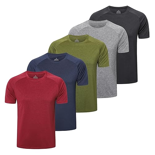 ZENGVEE 5 Pack Gym T Shirts Men Quick Dry Sport Tops for Men Ligh...