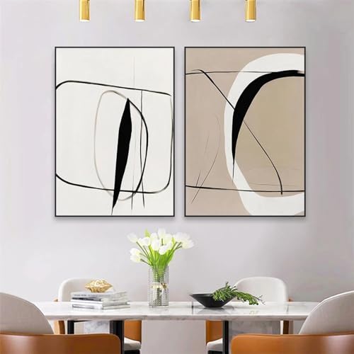 Décoration d'intérieur beige neutre, affiche abstraite géométrique 60x90 - 2