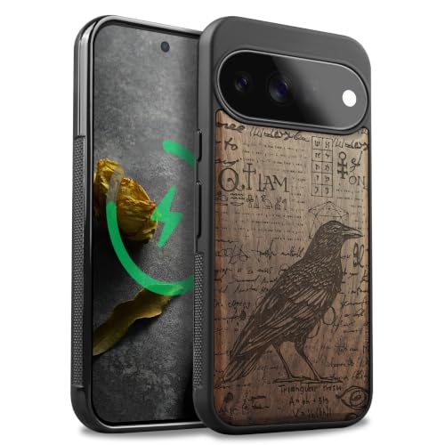 Coque Pixel 11 antichoc en bois de noyer magnétique compatible MagSafe Carveit
