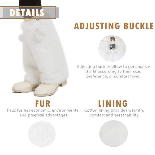Image of Fur Leg Warmers Furry Faux Fur Winter Leggings Boot Cuffs Toppers for Women