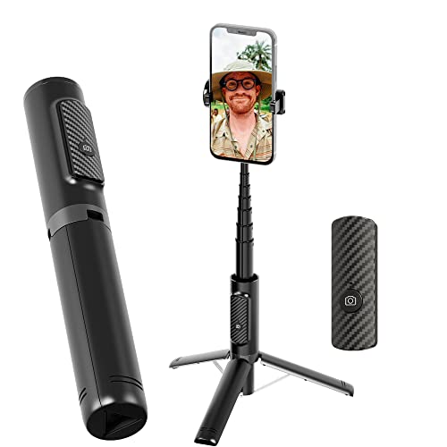 Trépied perche selfie Bluetooth en alliage d'aluminium gris pour smartphone iOS et Android