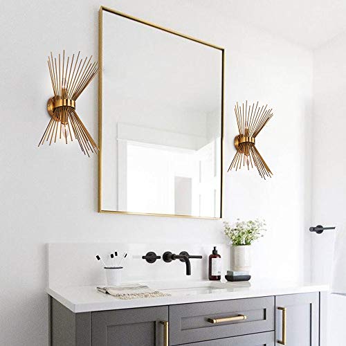 Edislive 2-Bulb Vanity Light Mid-Century Modern Starburst Wall Sconce Lamp Sunburst Sconce Wall Light For Powder Room Bedroom Bathroom #TOP2