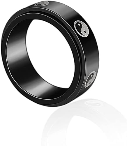 Anillo de equilibrio de acero inoxidable Tai Chi Yin Yang Bagua giratorio Spinner Band Ring Anti Ansiedad Cool Stress Relieveing Fidget Anillos para