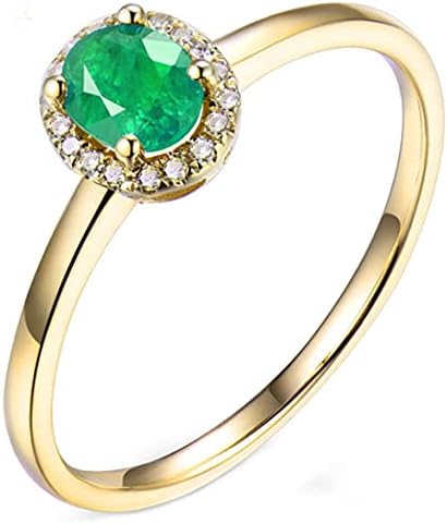 Anillo solitario de oro amarillo de 14 quilates con esmeralda de ...