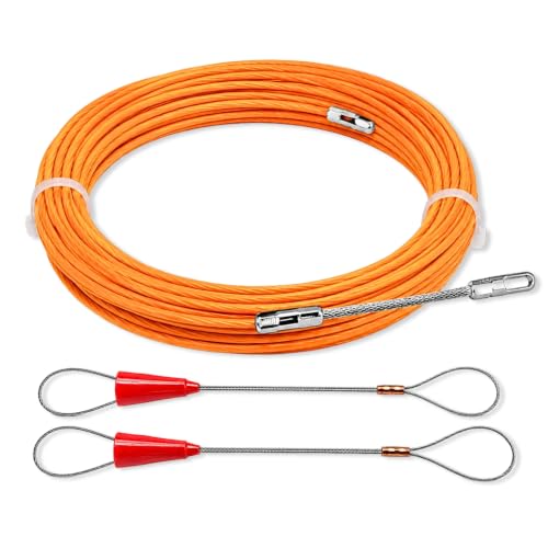 Guía Pasacables de nylon, Pasacables de Nylon, Retractable Spring Guia Electricista, Incluye 2 muelles guía, Guía para Instalación Cables, Acero + Nylon, diámetro 3 mm x 10 metros largo
