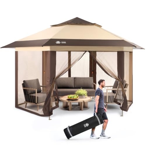 CROWN SHADES 13x13 Pop Up Gazebo with Mosquito Nettings...